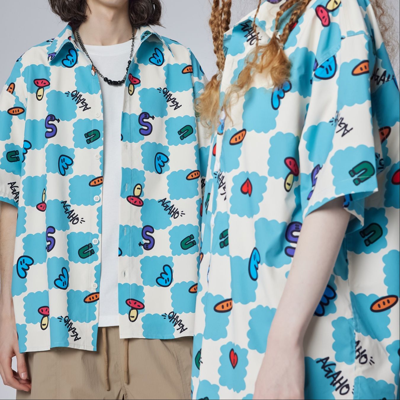 柄シャツ 空模様のポップアート総柄シャツ
