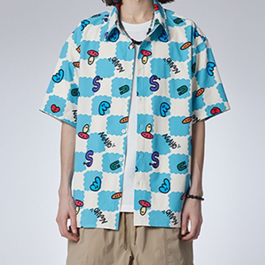 柄シャツ 空模様のポップアート総柄シャツ