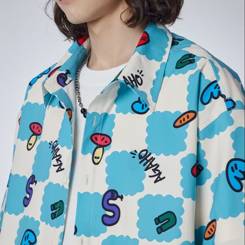 柄シャツ 空模様のポップアート総柄シャツ