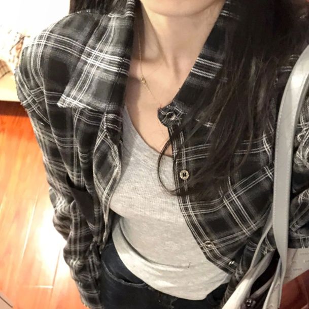 柄シャツ 柄シャツ 格子模様くつろぎシャツ