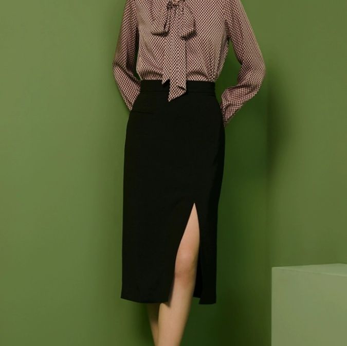 柄シャツ 市松模様リボンタイ総柄シャツ