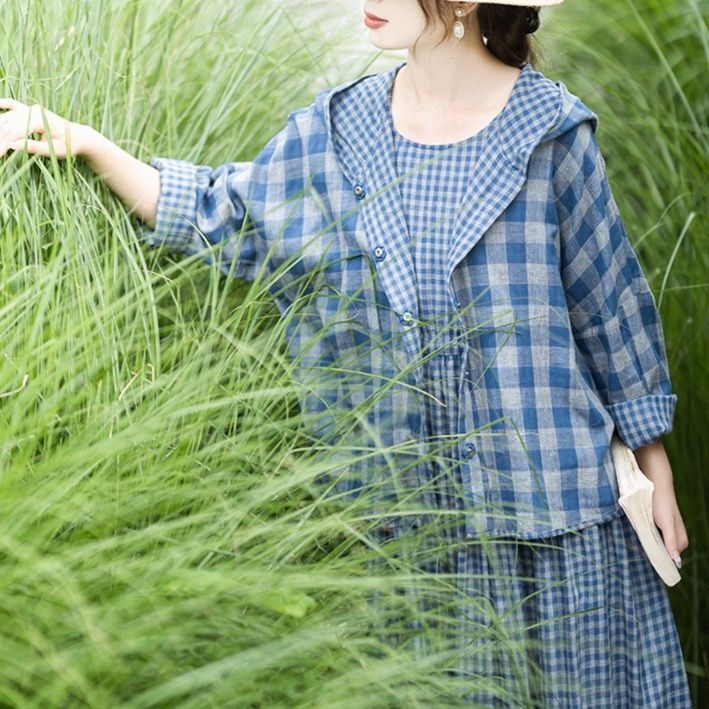 柄シャツ 自然な風合い ゆったりチェック柄シャツ