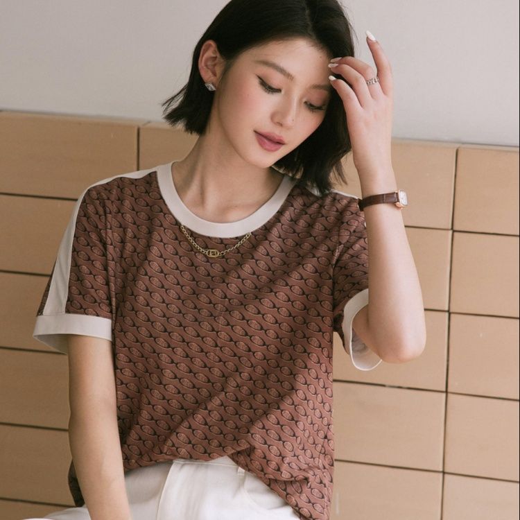 柄シャツ 柄シャツ 優雅なリング模様の上質Tシャツ
