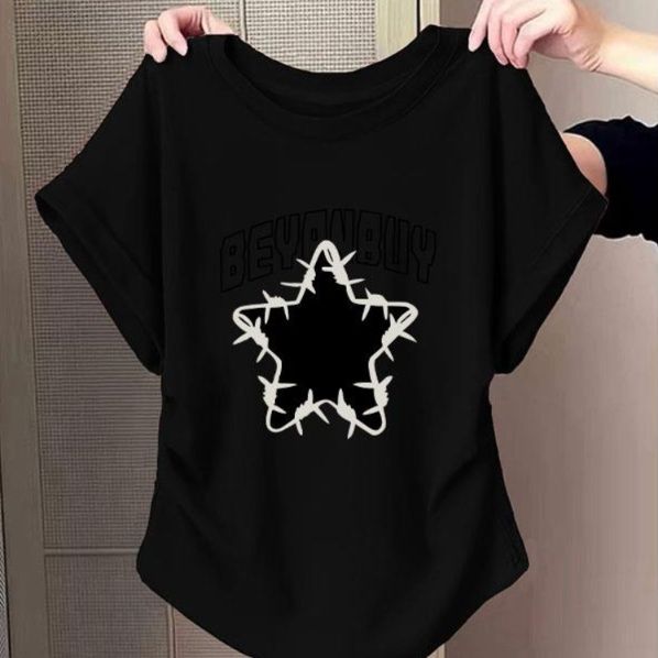 柄シャツ 柄シャツ 星型プリント ゆったりシルエット 半袖