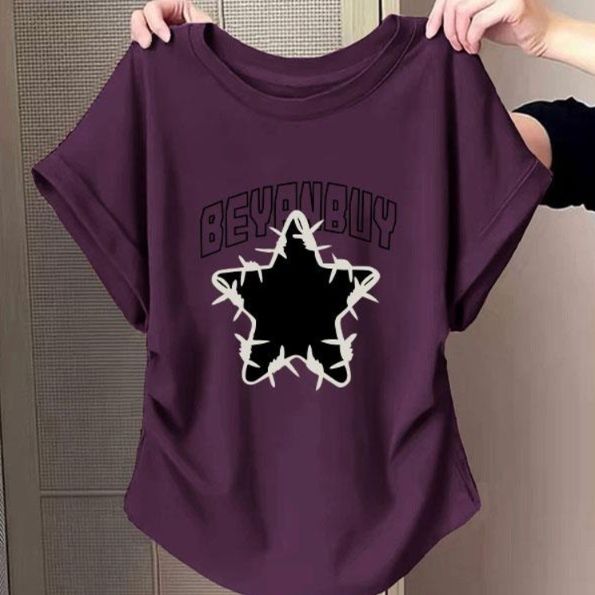 柄シャツ 柄シャツ 星型プリント ゆったりシルエット 半袖