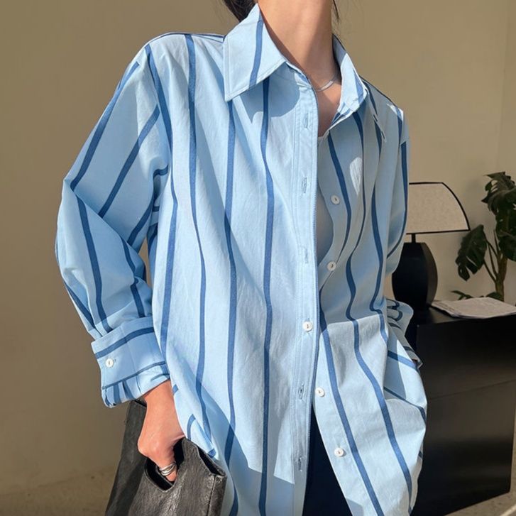 柄シャツ 柄シャツ 清涼ストライプ レギュラーシャツ