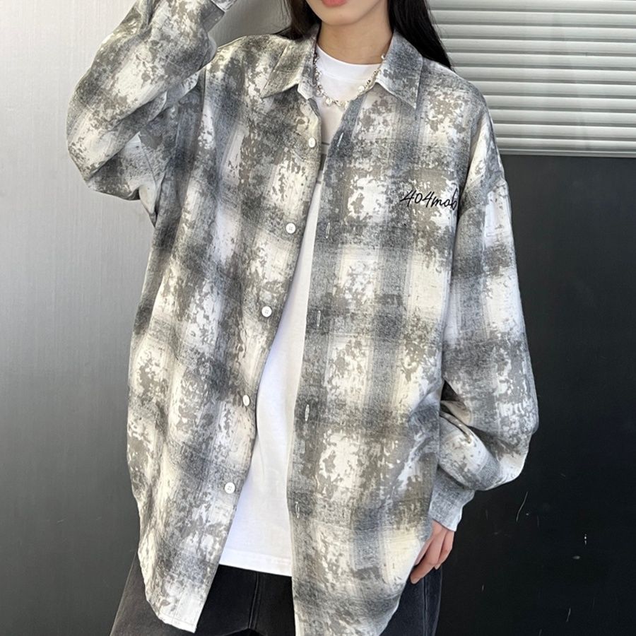 柄シャツ 柄シャツ ヴィンテージ風ウォッシュ加工チェック