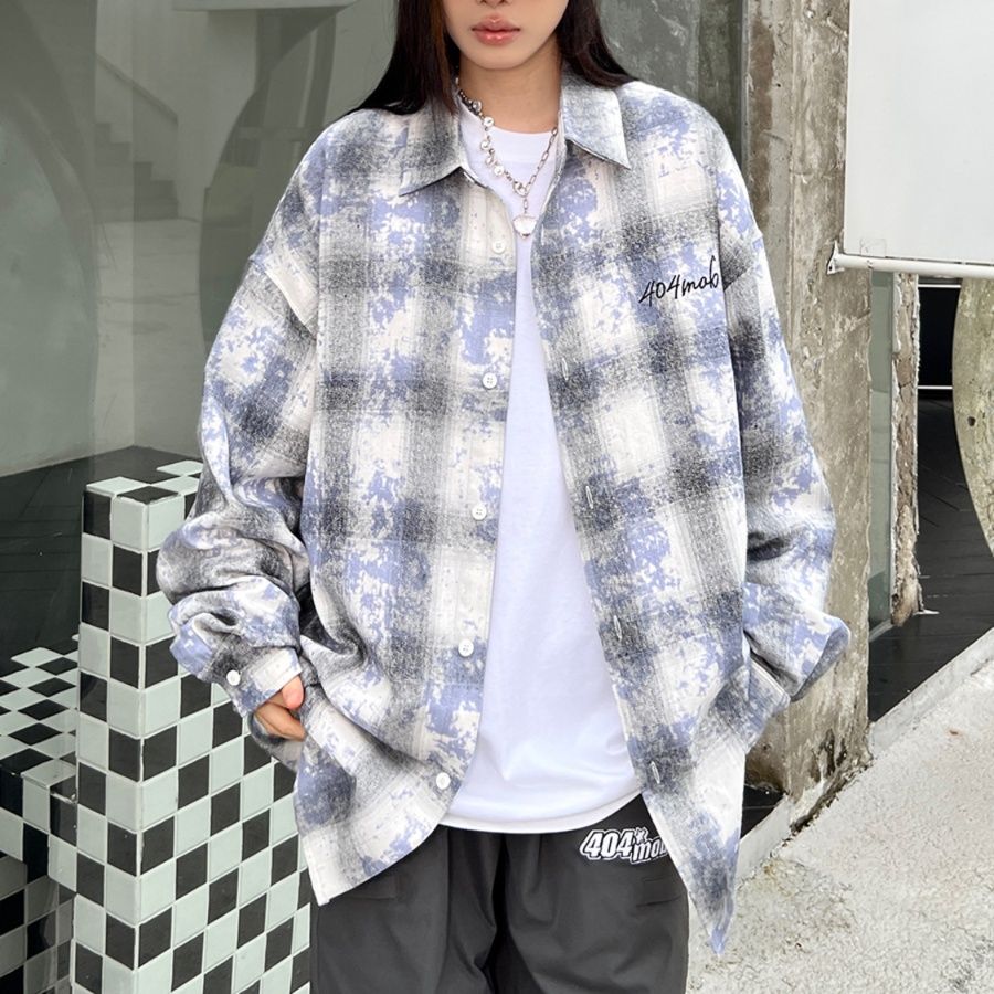 柄シャツ 柄シャツ ヴィンテージ風ウォッシュ加工チェック