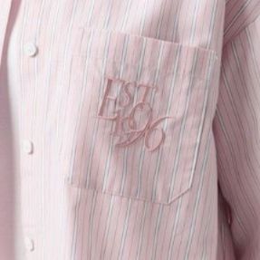 柄シャツ ストライプ調ゆったりチェック柄シャツ