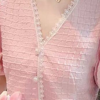 柄シャツ 柄シャツ 格子模様フリル袖ブラウス