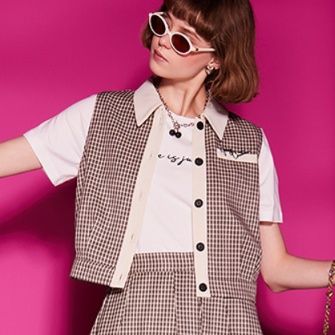 柄シャツ 柄シャツ レトロ格子柄セットアップベスト