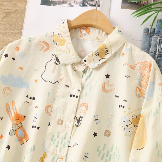 柄シャツ ゆめいろ動物園シャツ