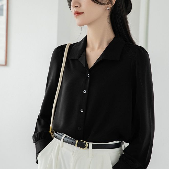 柄シャツ 優雅なパフスリーブシャツ