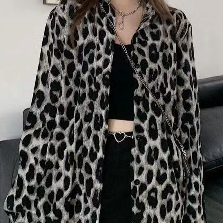 柄シャツ 野性の魅力 ヒョウ柄ゆったりシャツ
