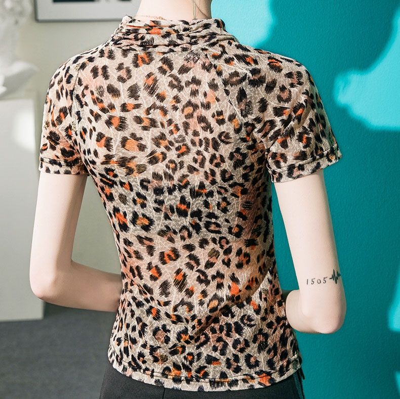 柄シャツ 優美なカシュクールヒョウ柄シャツ