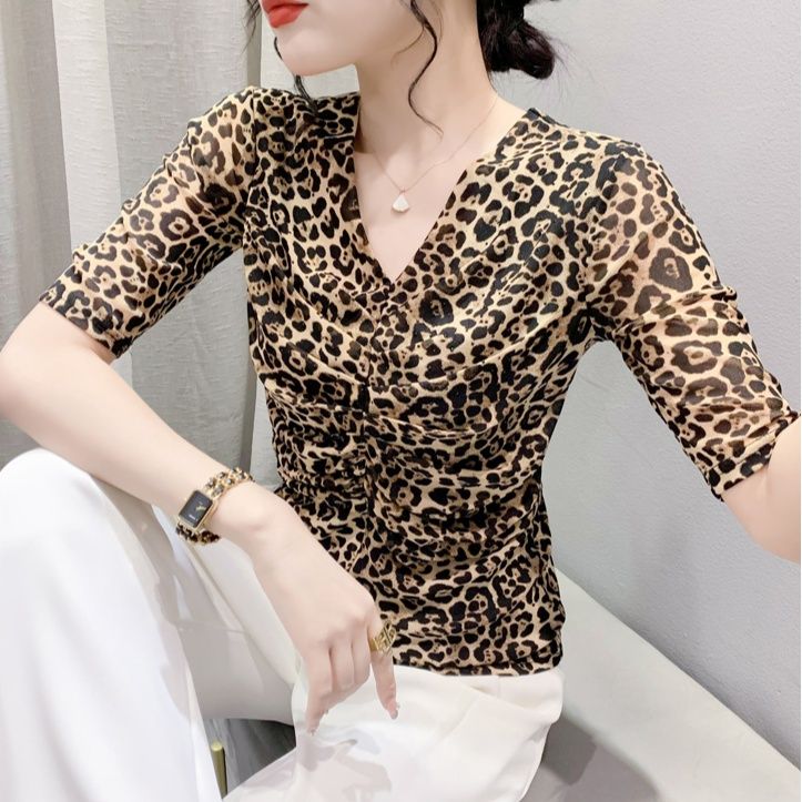 柄シャツ 華麗なる野性美 ヒョウ柄カシュクールブラウス