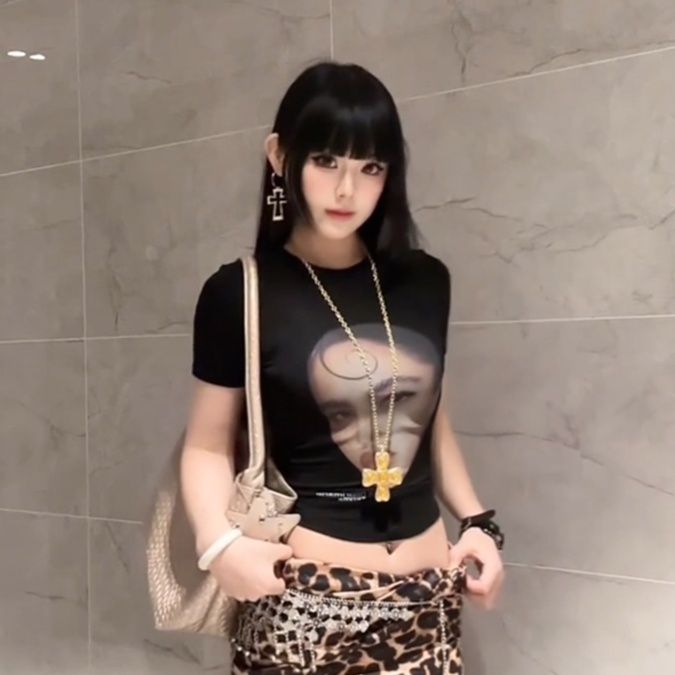 柄シャツ アートプリント半袖シャツ