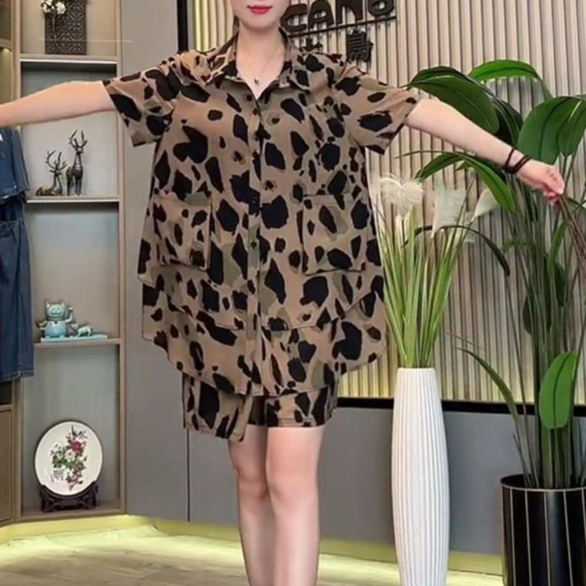 柄シャツ 野性的優雅セットアップシャツ