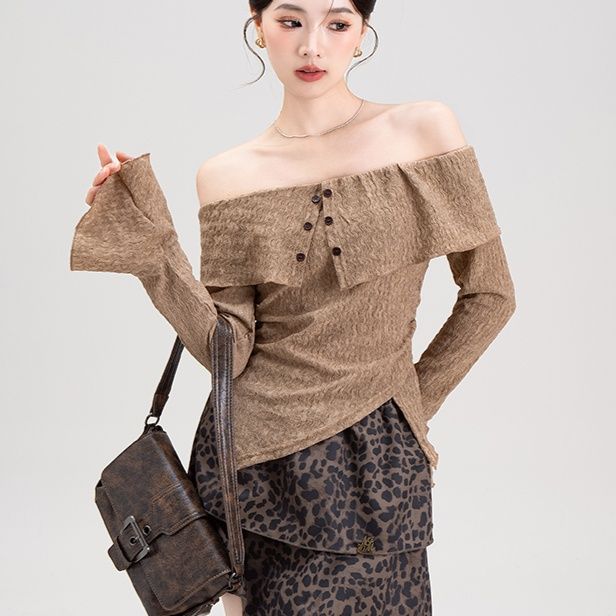 柄シャツ 野性美あふれる豹紋アシンメトリースカート