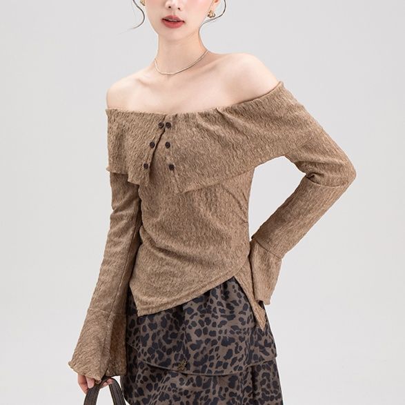 柄シャツ 野性美あふれる豹紋アシンメトリースカート