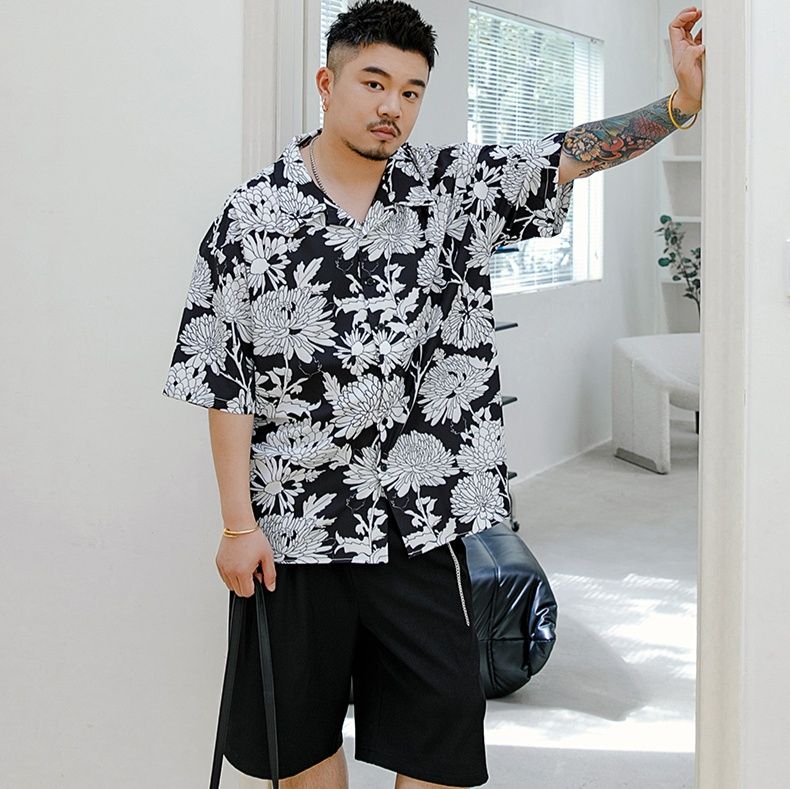 柄シャツ 大輪菊モダンアロハシャツ