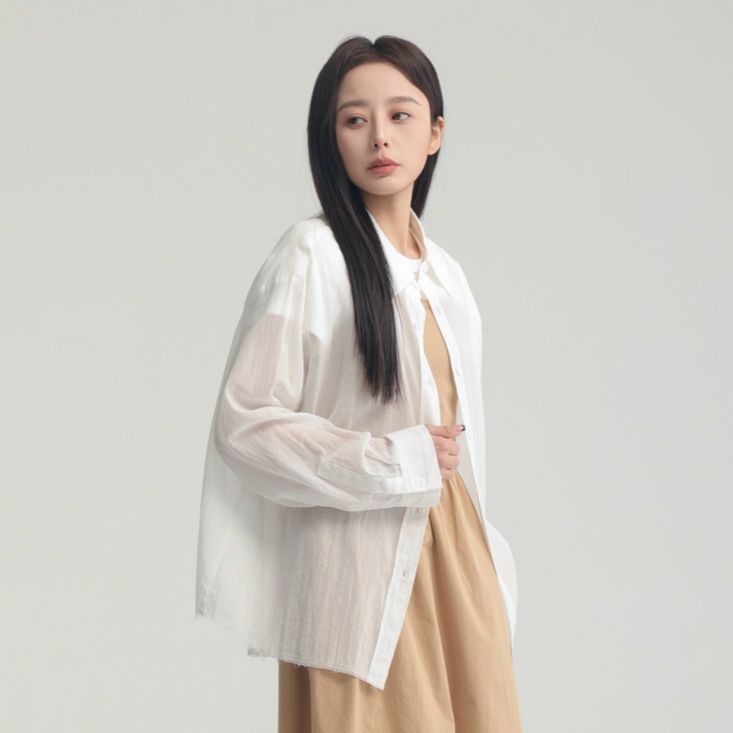 柄シャツ 透かし織り風合いシャツ