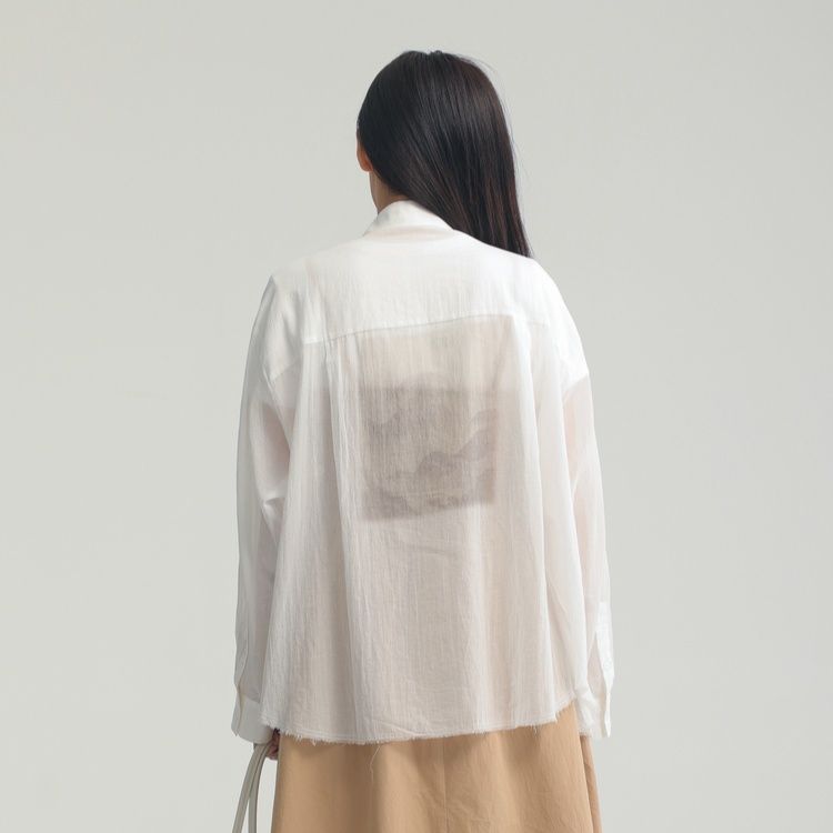 柄シャツ 透かし織り風合いシャツ
