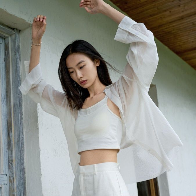 柄シャツ 透かし織り風合いシャツ