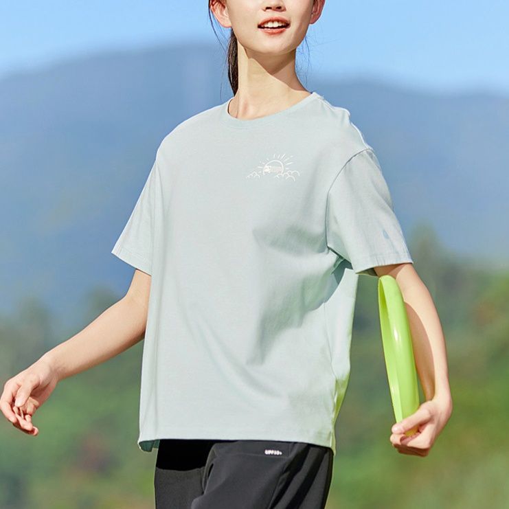 柄シャツ アウトドア風景ライン入り半袖