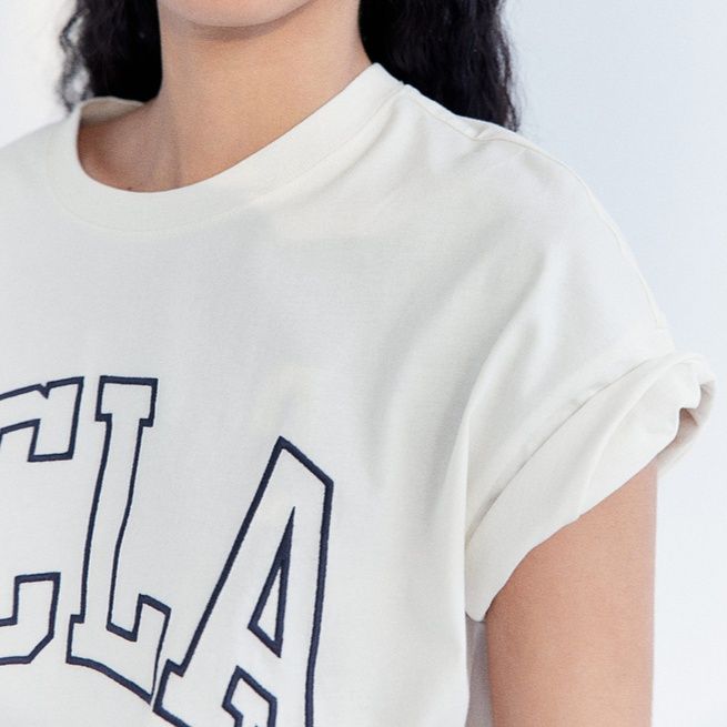 柄シャツ 文字入り カレッジ風 ゆるシルエット シャツ