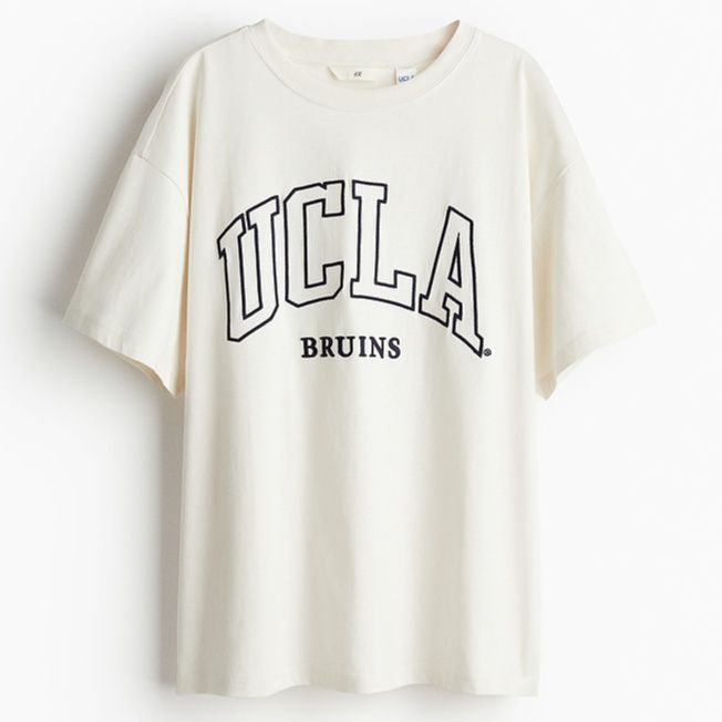 柄シャツ 文字入り カレッジ風 ゆるシルエット シャツ