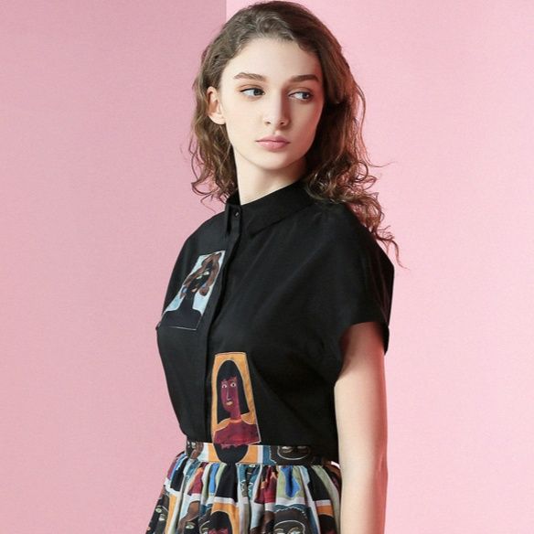 柄シャツ ポートレート柄ショートスリーブシャツ