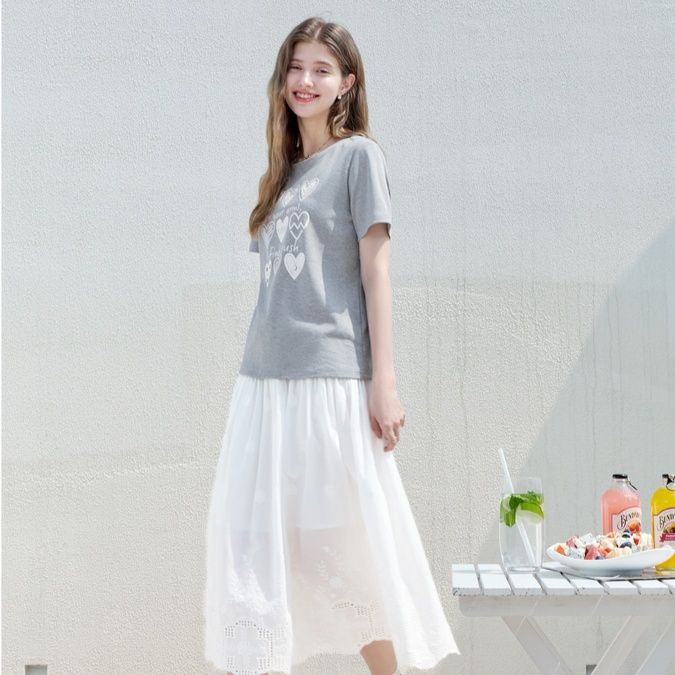 柄シャツ ハートメッセージ柄プリント半袖