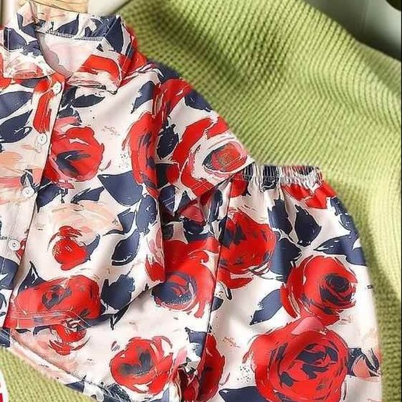柄シャツ 優雅な花模様セットアップ
