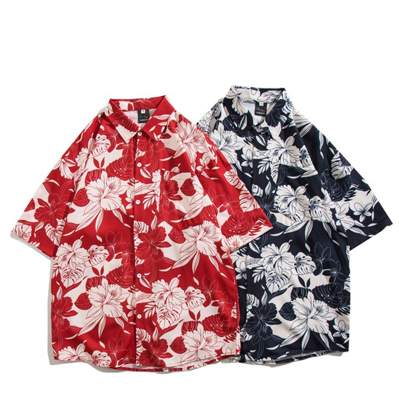 柄シャツ 南国の花々 リゾート総柄シャツ