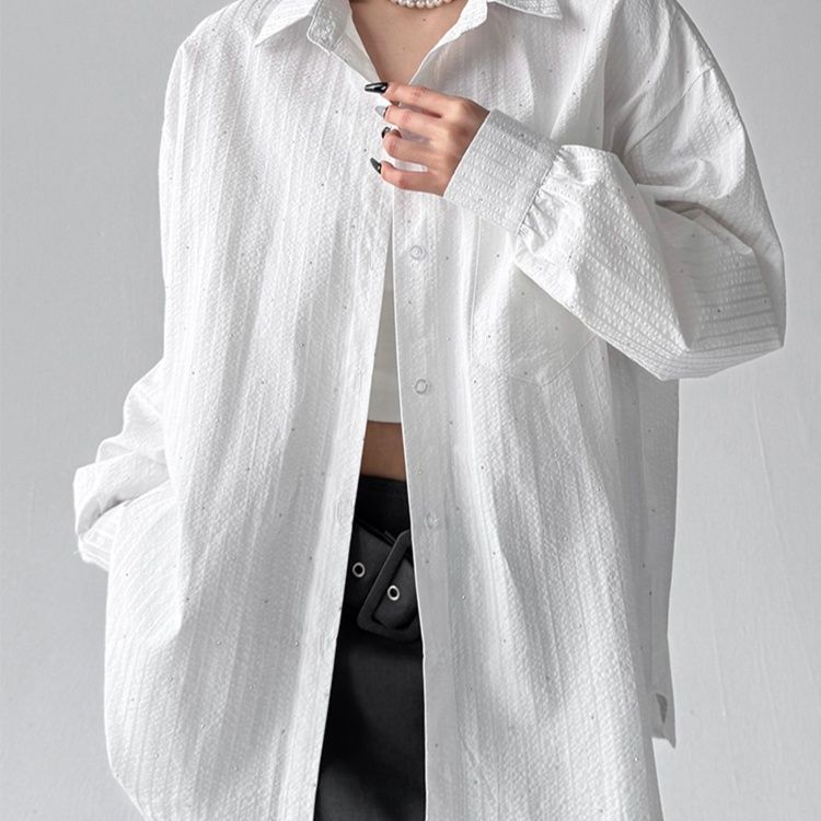 柄シャツ 柄シャツ ストライプ織り風合いゆったりシャツ