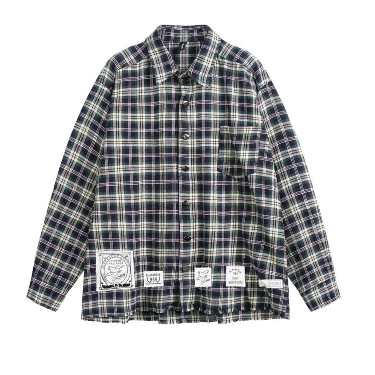  チェック柄長袖シャツ男女兼用ストリート系秋冬新作