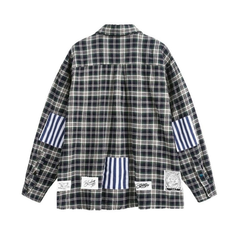  チェック柄長袖シャツ男女兼用ストリート系秋冬新作