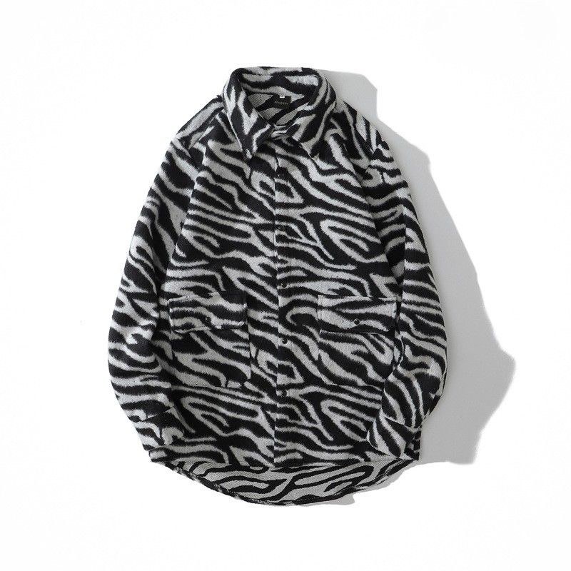  男女兼用ゼブラ柄総柄長袖シャツ秋冬新作全2色