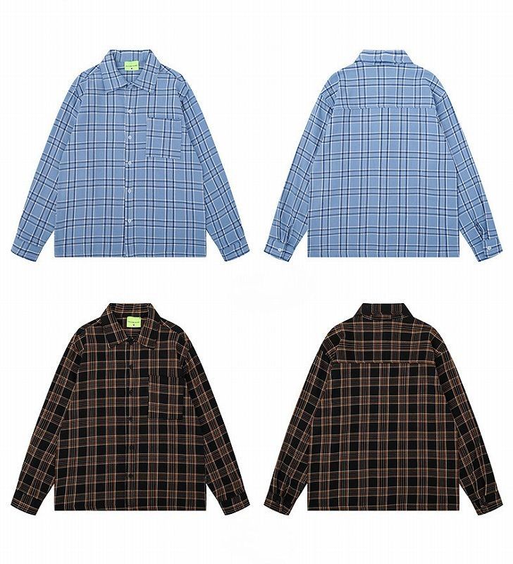 男女兼用チェック柄長袖シャツ春秋新作全2色