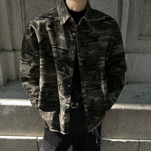 迷彩総柄シャツ 長袖 男女兼用 春秋向け