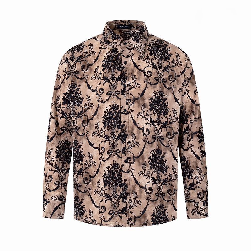 華麗なダマスク柄とアラベスク模様の長袖総柄シャツ