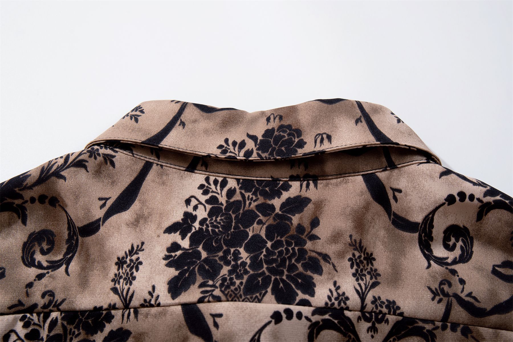 柄シャツ ダマスク柄長袖シャツ 男女兼用 エレガント総柄