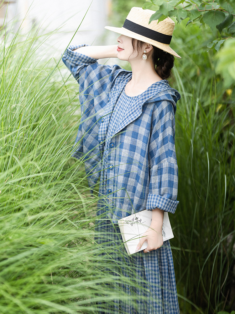 柄シャツ 自然な風合い ゆったりチェック柄シャツ