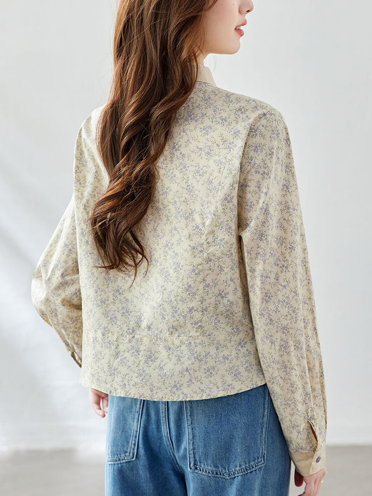 柄シャツ 優美な草花模様シャツ