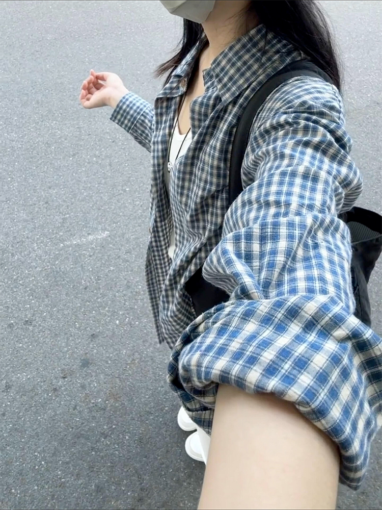 柄シャツ 柄シャツ 格子柄クラシック長袖シャツ