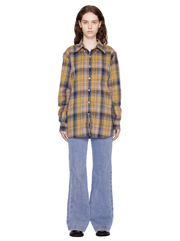 柄シャツ ゆったりシルエット格子柄シャツ