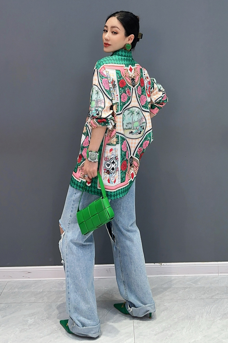 柄シャツ トランプ花札混在柄シャツ