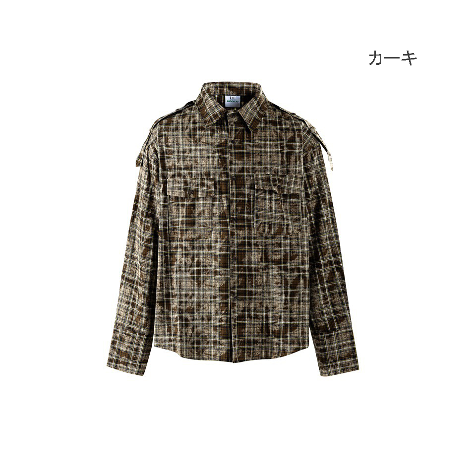 柄シャツ チェック柄長袖シャツ男女兼用ストリート系秋冬新作全2色