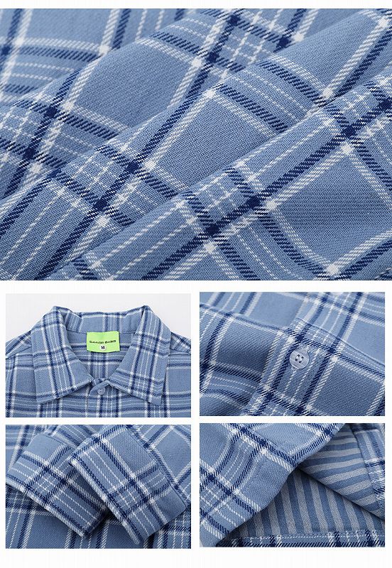 柄シャツ 男女兼用チェック柄長袖シャツ春秋新作全2色